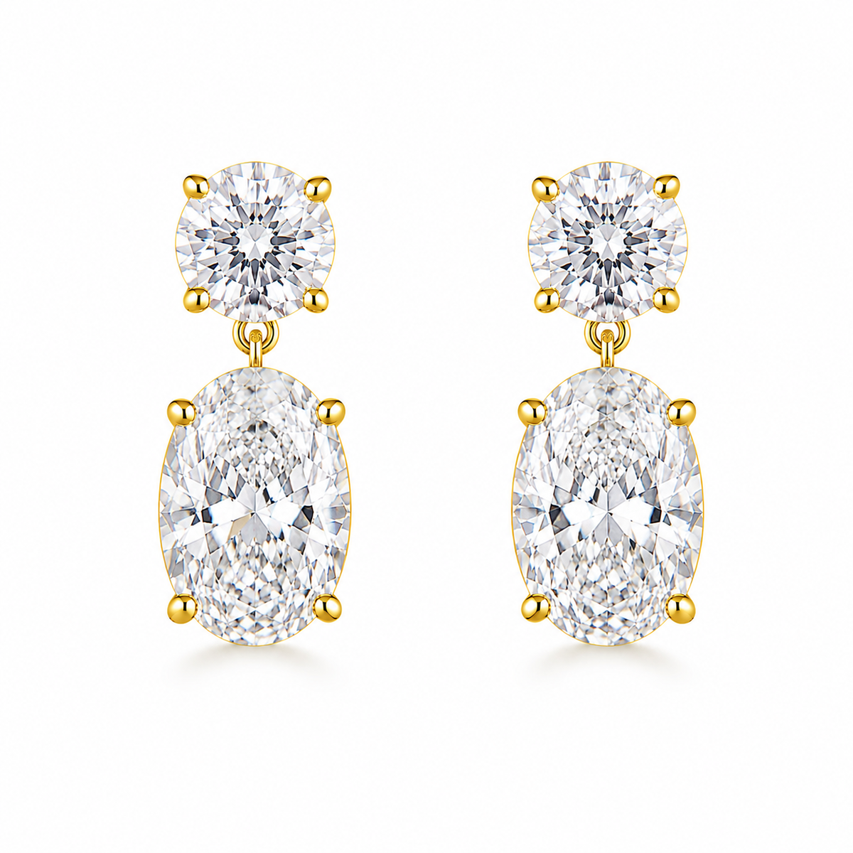 Oval Diamond Drop Earrings
