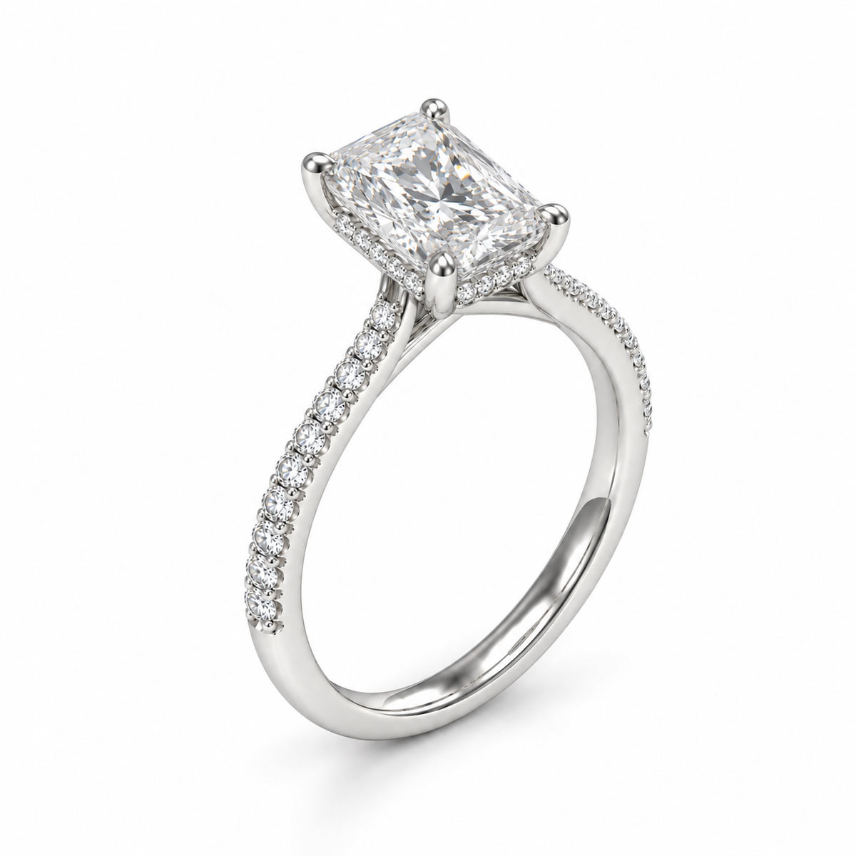 Radiant Cut Pavé Lab Diamond Engagement Ring