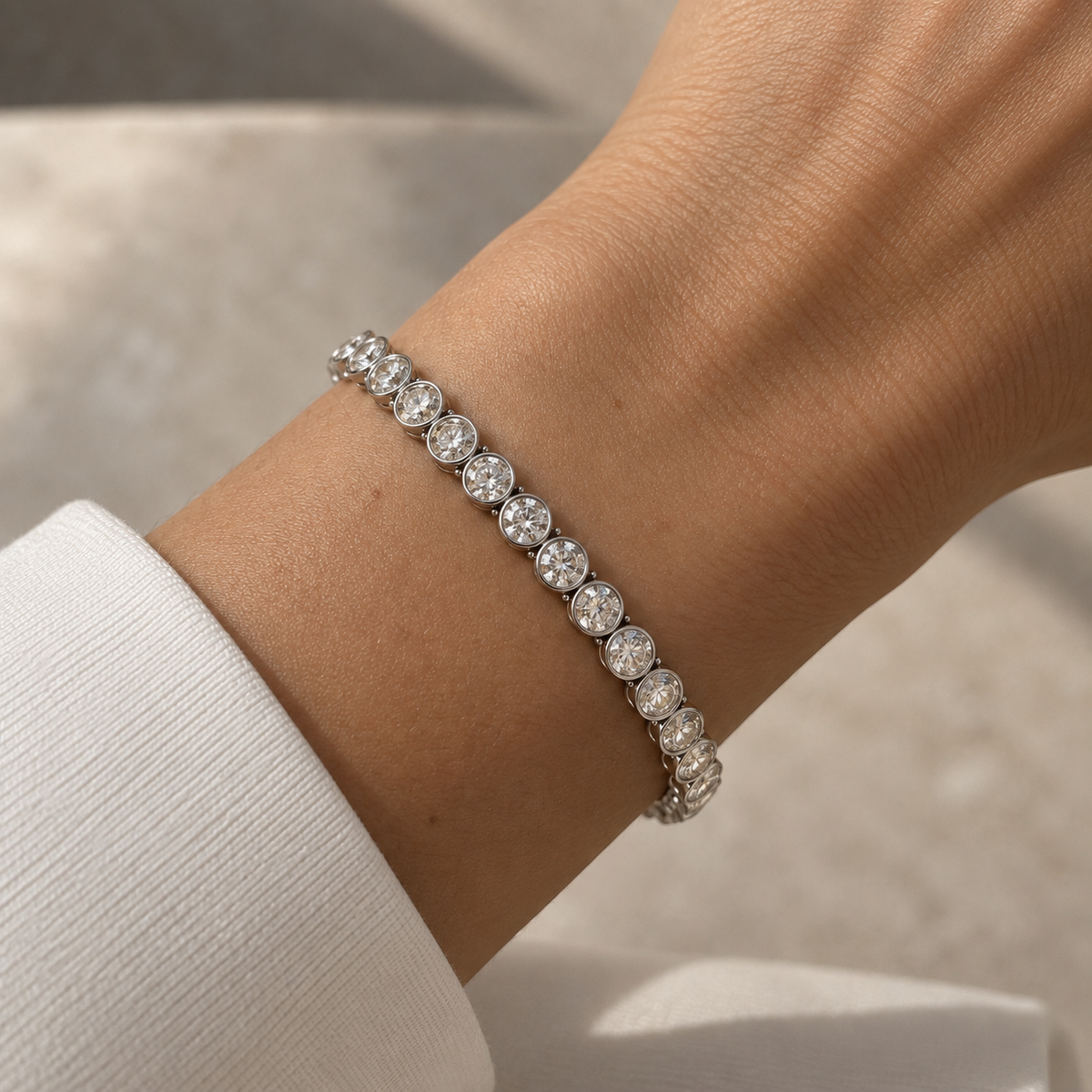 Bezel Set Lab Diamond Tennis Bracelet