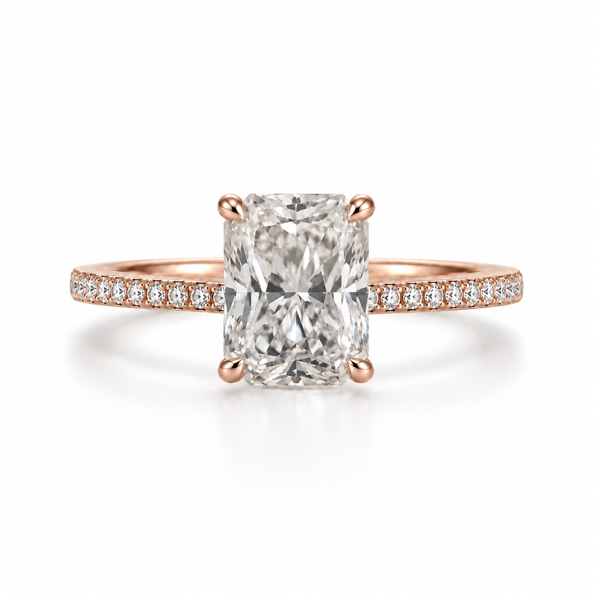 Radiant Cut Pavé Lab Diamond Engagement Ring