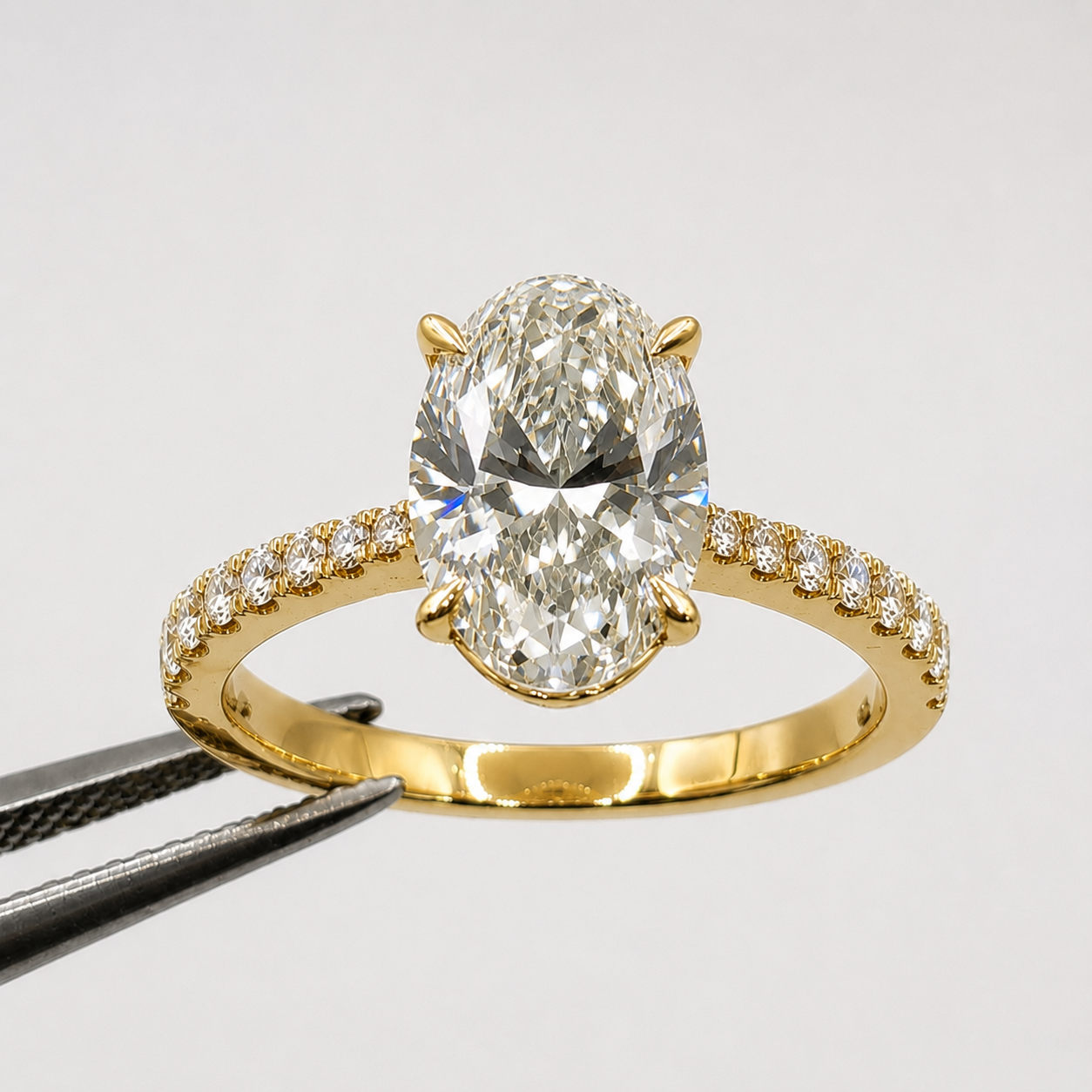 Oval Pavé Lab Diamond Engagement Ring