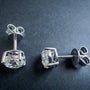 1.00 TCW lab-grown diamond stud earrings in 14kt white gold side view