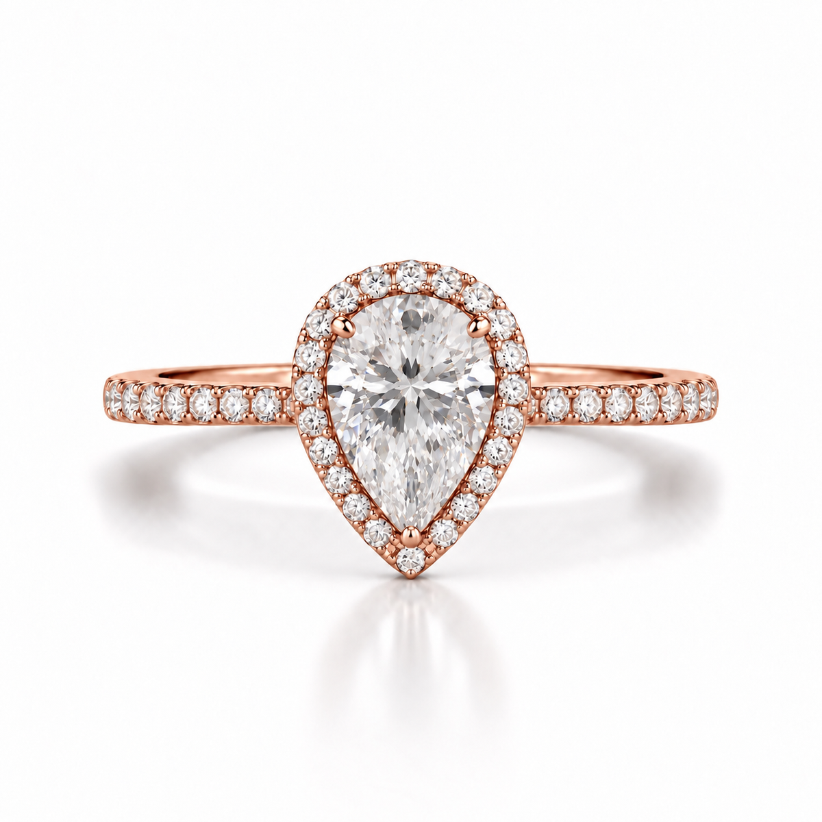 Pear Halo Lab Diamond Engagement Ring