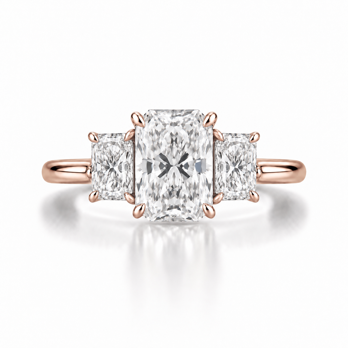 Radiant Three Stone Lab Diamond Ring