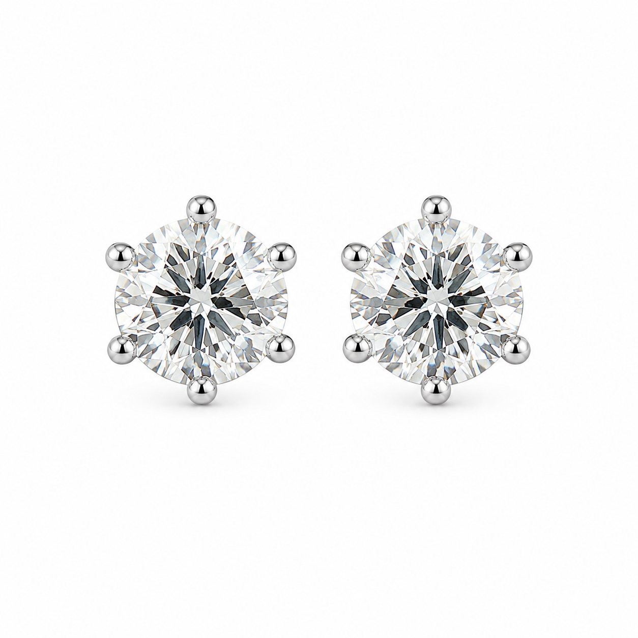 Six-Prong Round Brilliant Lab-Grown Diamond Stud Earrings