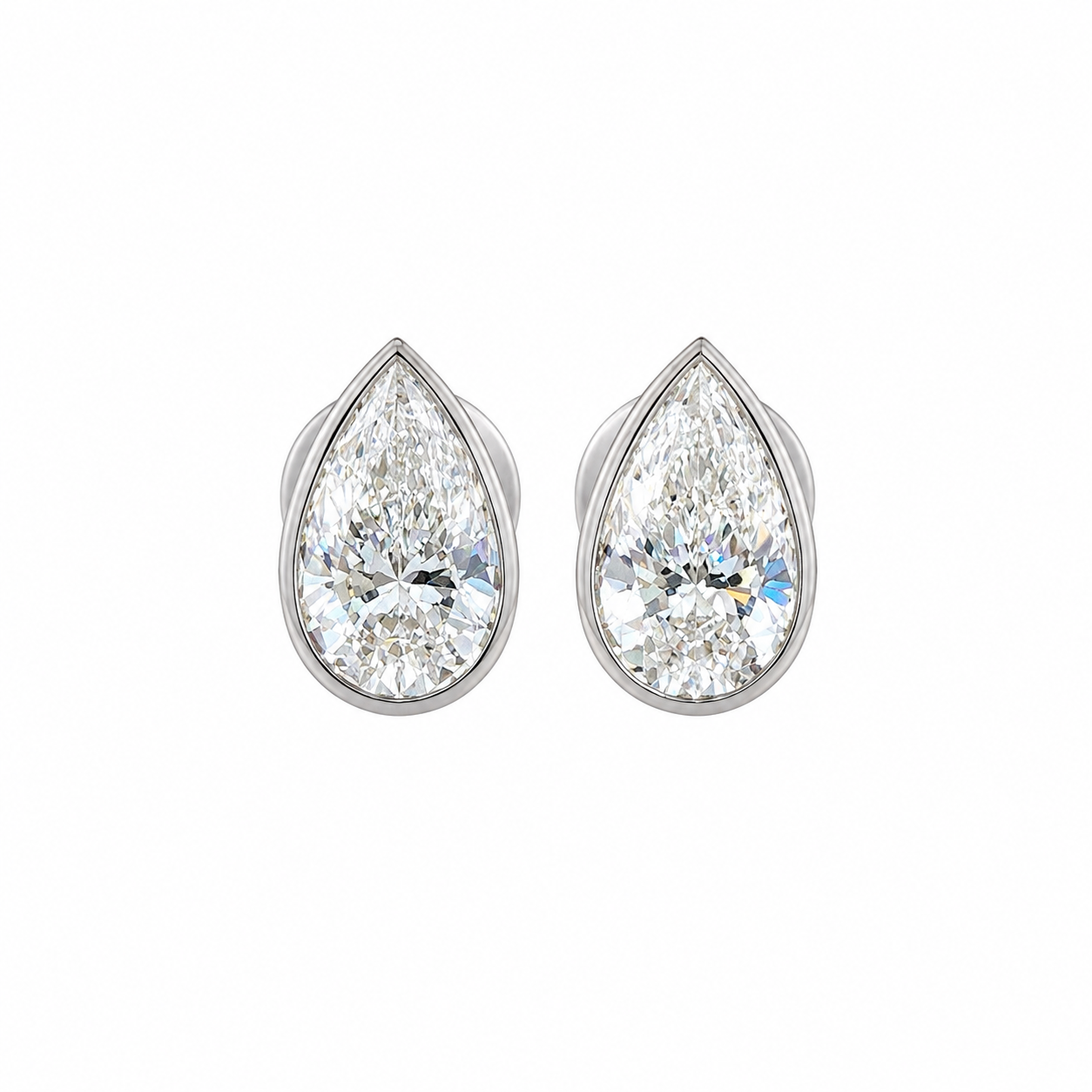 Bezel-Set Pear-Shaped Lab-Grown Diamond Stud Earrings