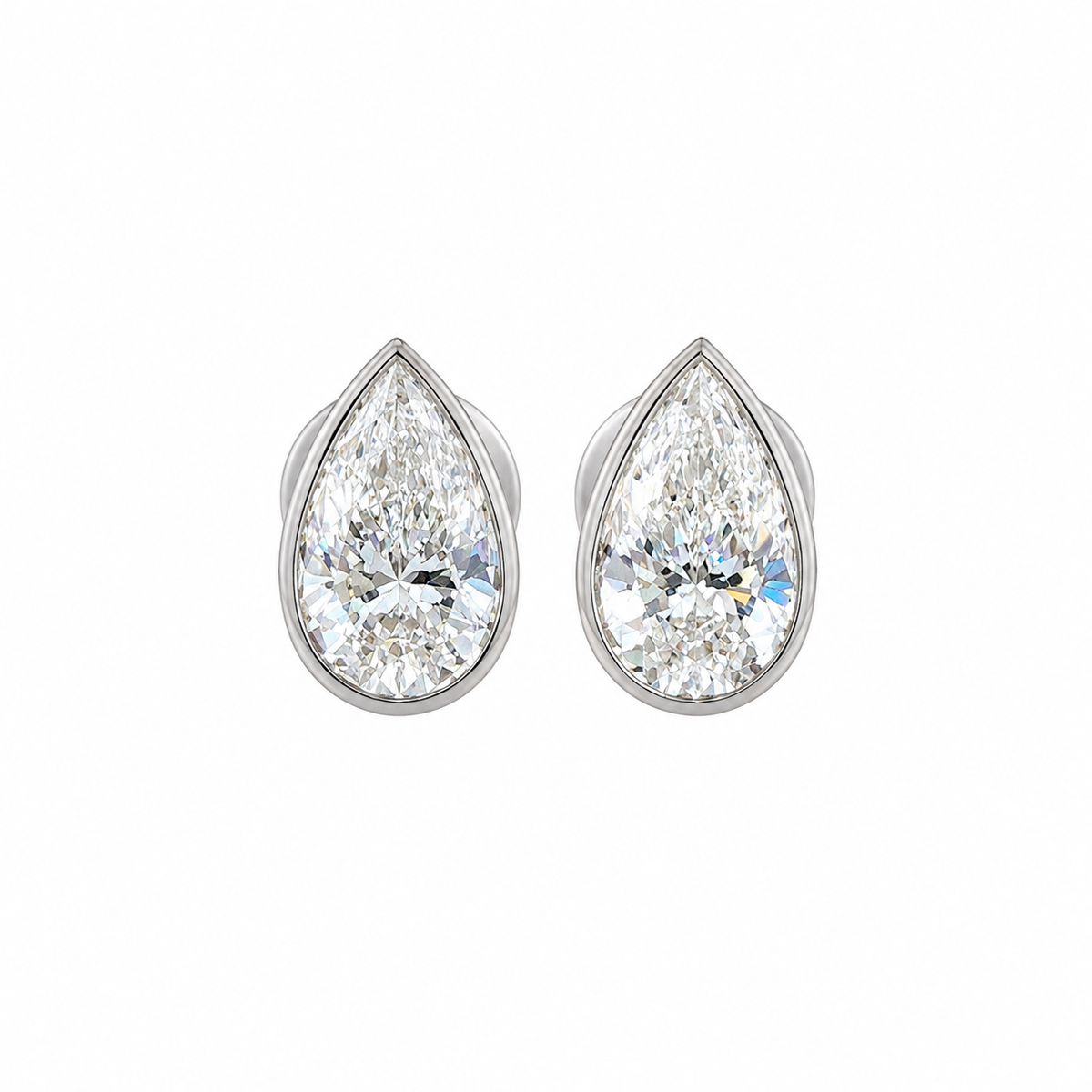 Bezel-Set Pear-Shaped Lab-Grown Diamond Stud Earrings