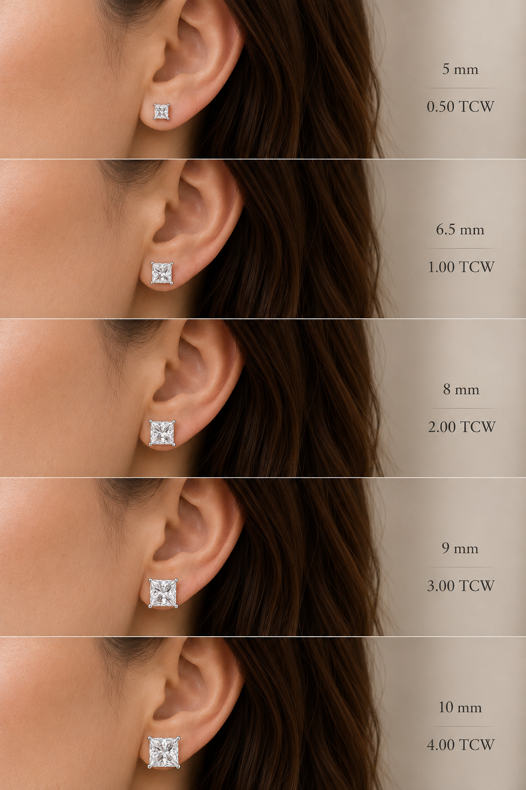 Princess Cut Lab-Grown Diamond Stud Earrings