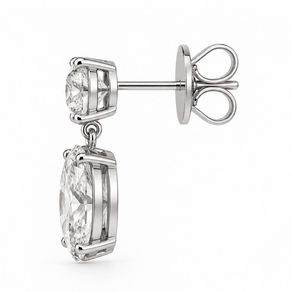 Oval Diamond Drop Earrings