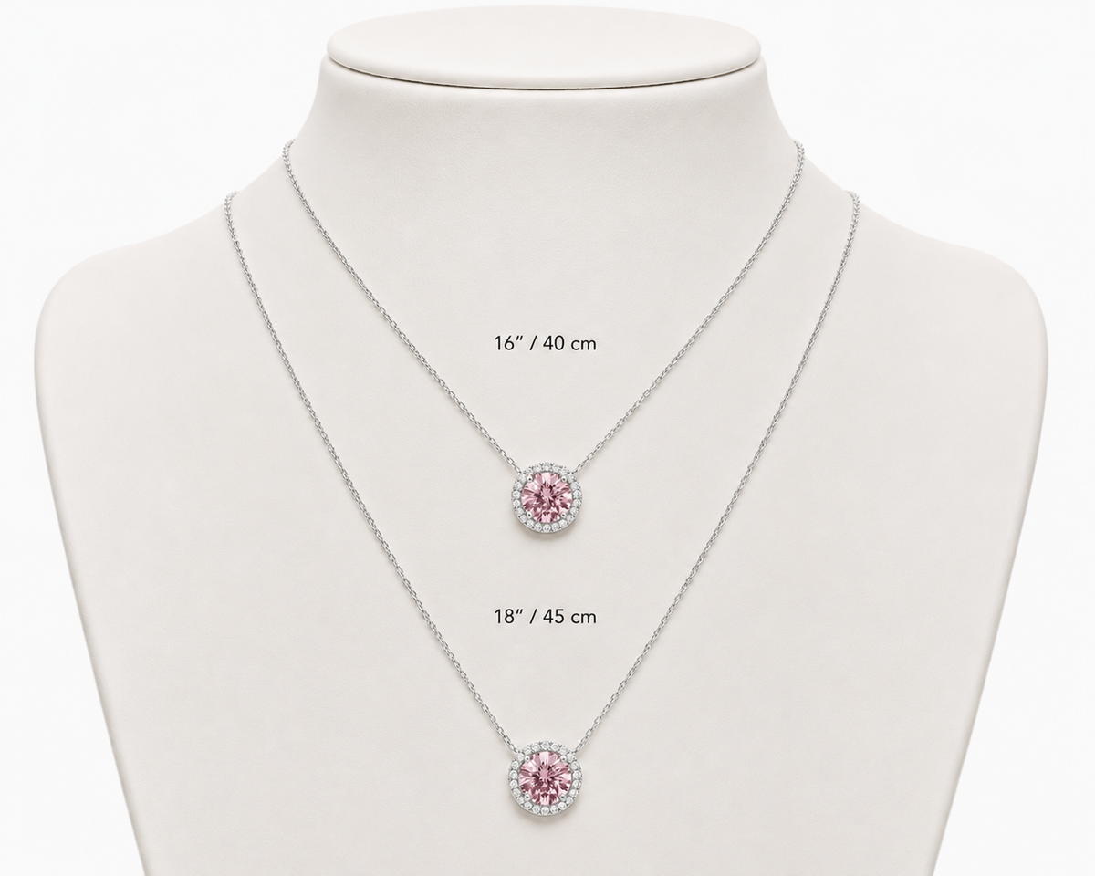 Pink Round Halo Diamond Pendant