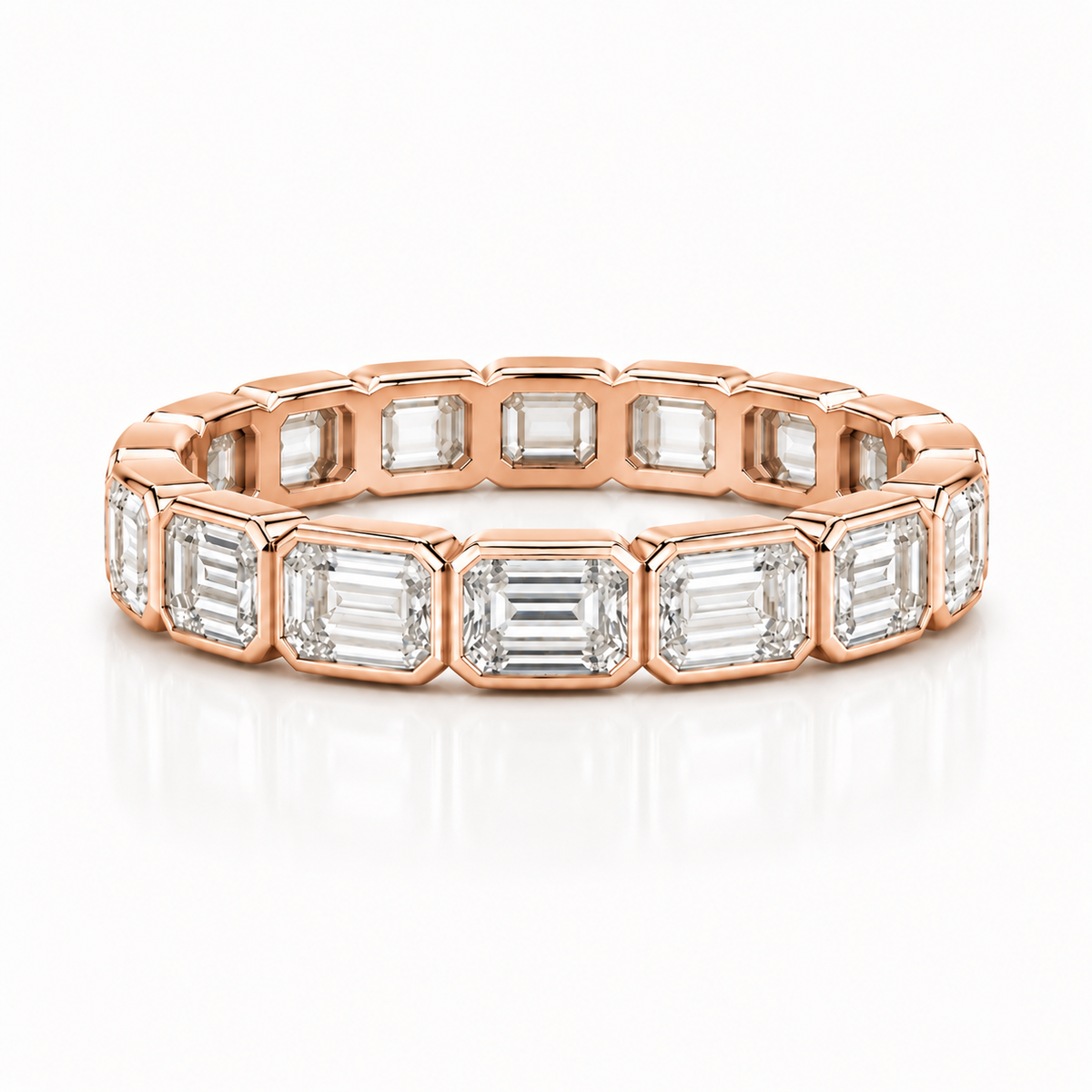 Modern Emerald Cut Bezel Eternity Band