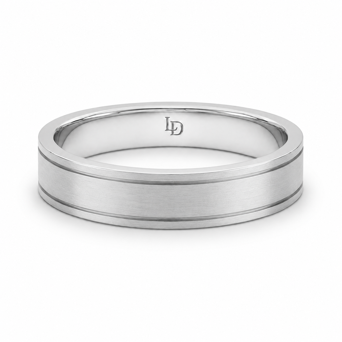 Brushed Double Groove Flat Classic Band