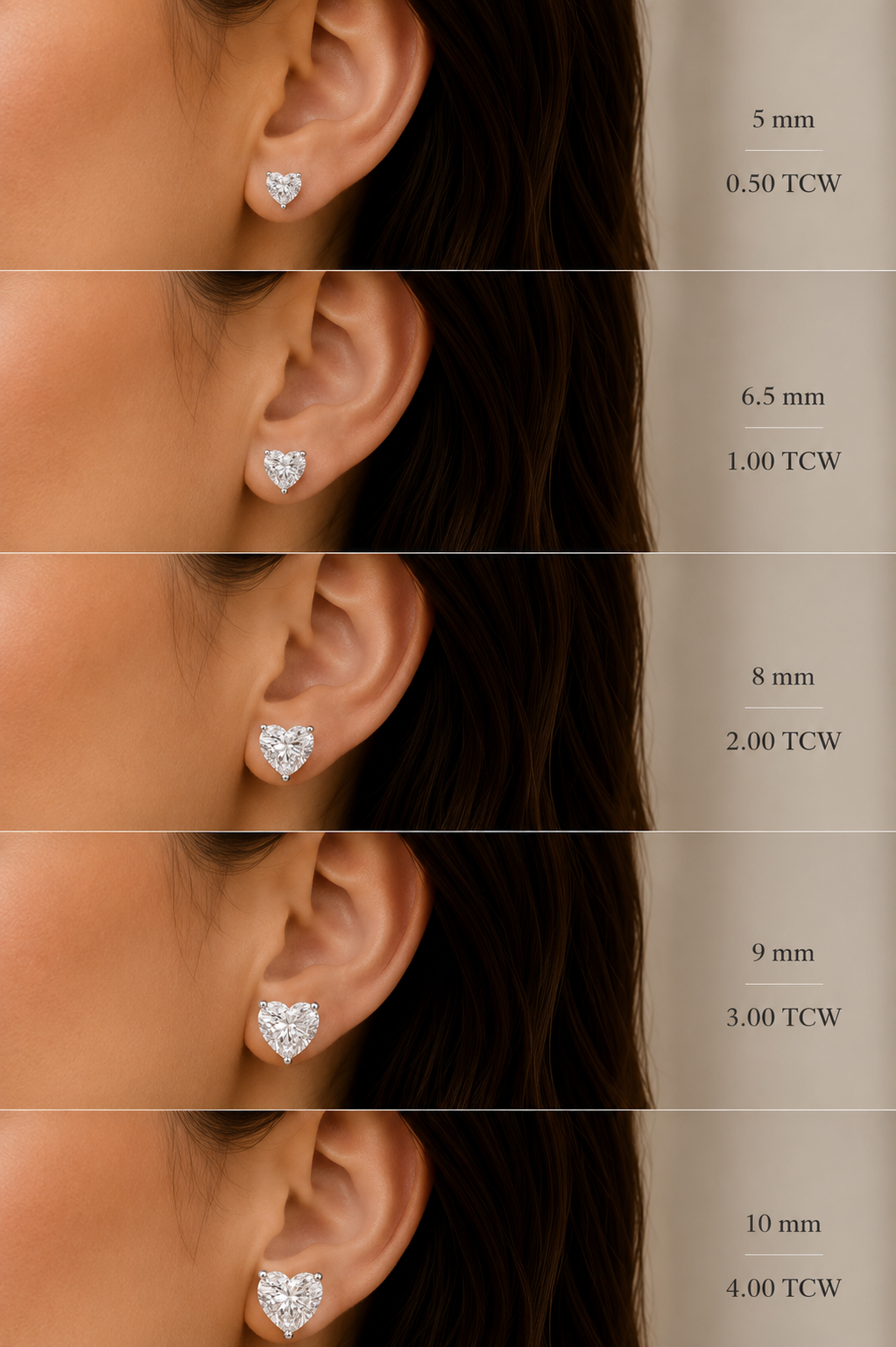 Heart-Shaped Lab-Grown Diamond Stud Earrings