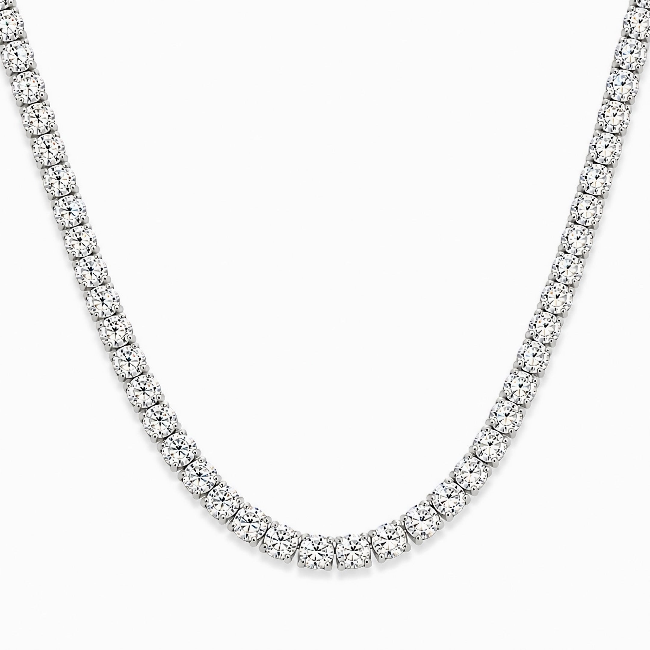 Round Lab Diamond Tennis Necklace