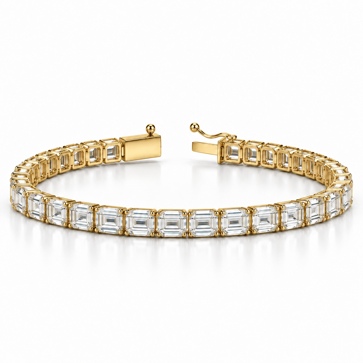 Emerald Cut Lab Diamond Tennis Bracelet