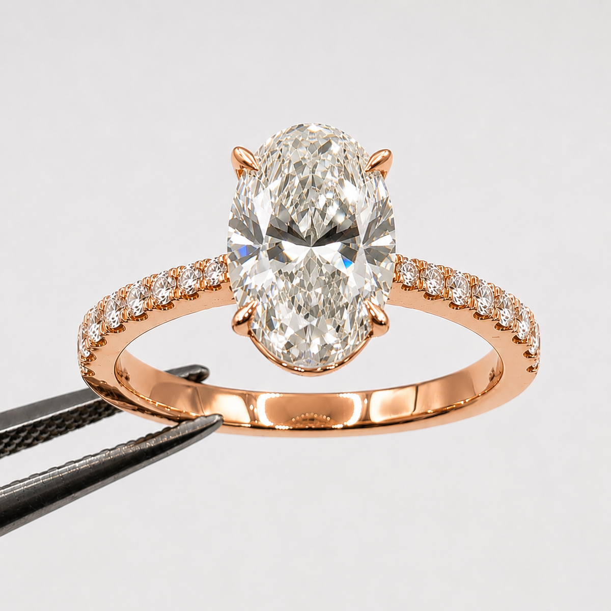 Oval Pavé Lab Diamond Engagement Ring
