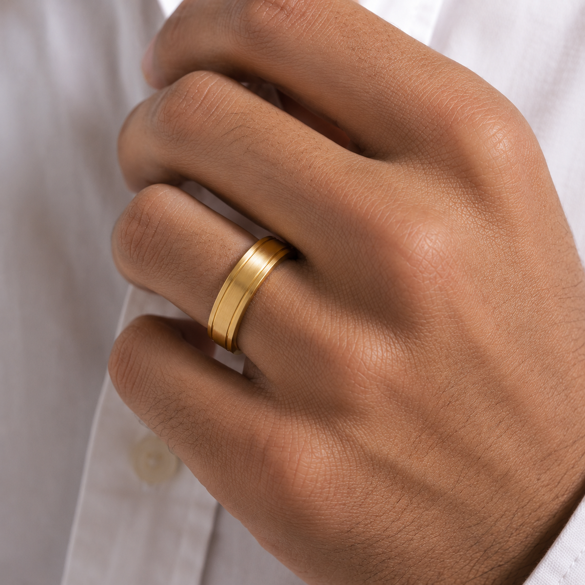 Brushed Double Groove Flat Classic Band