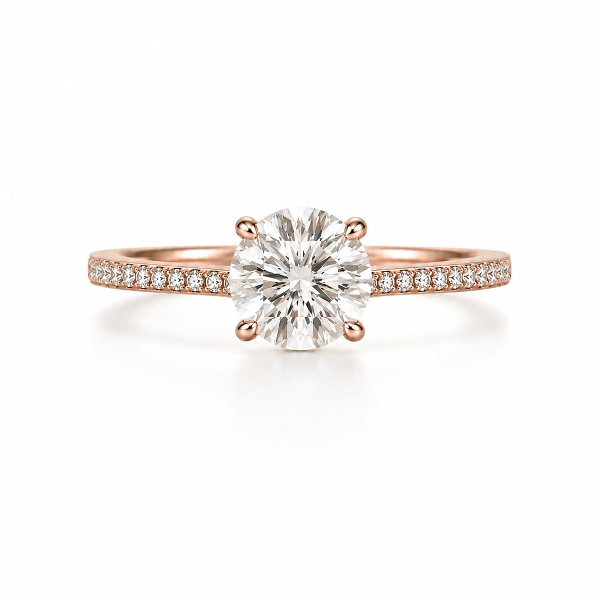 Round Pavé Lab Diamond Engagement Ring
