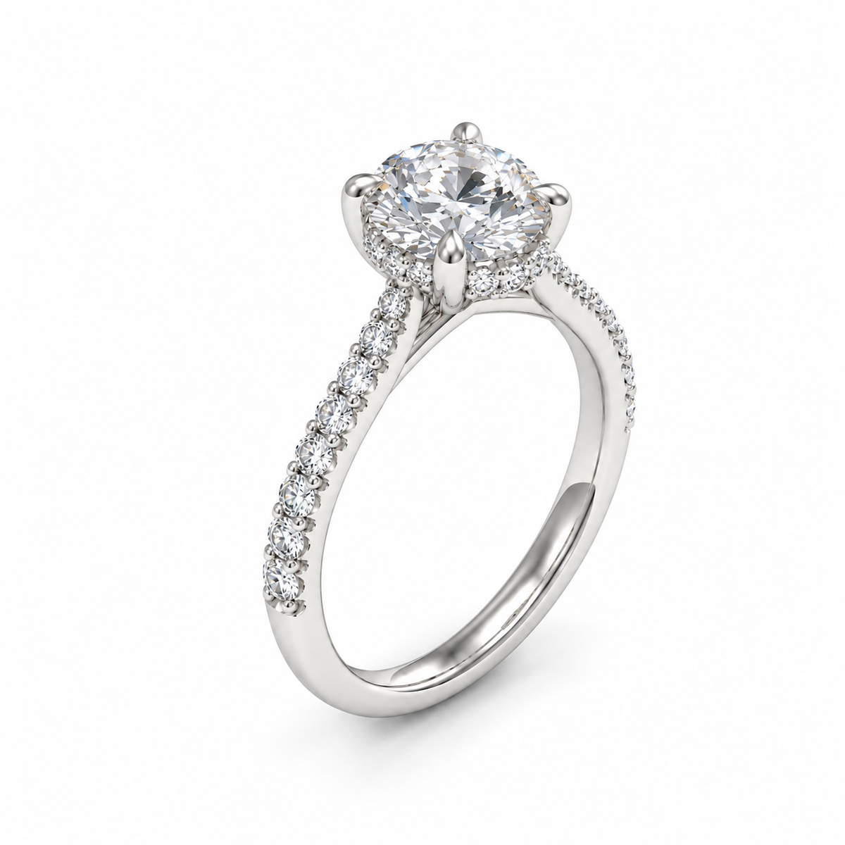 Round Pavé Lab Diamond Engagement Ring