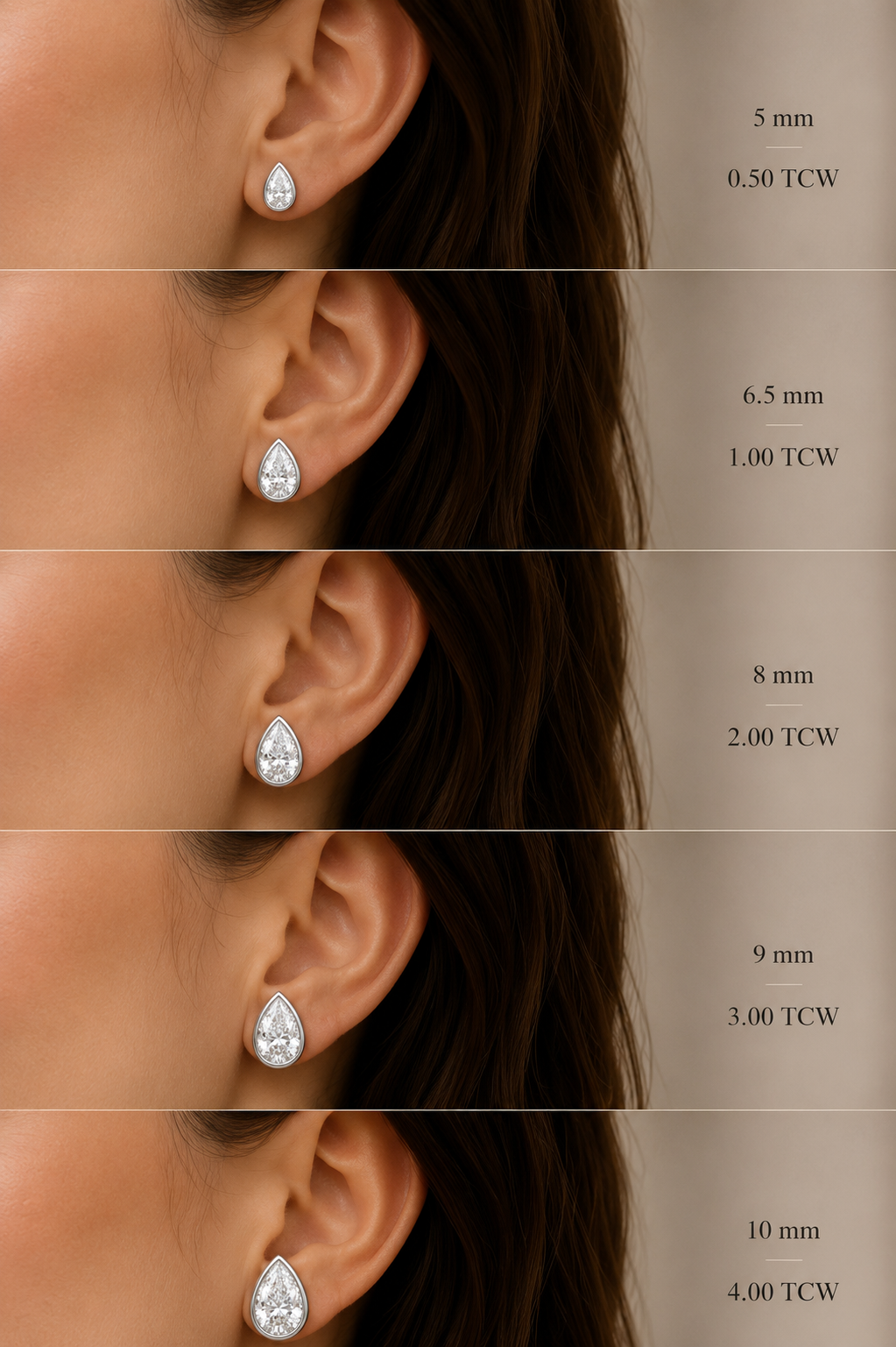 Bezel-Set Pear-Shaped Lab-Grown Diamond Stud Earrings
