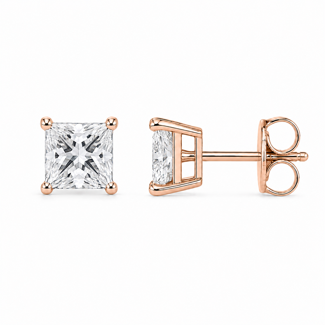 Princess Cut Lab-Grown Diamond Stud Earrings