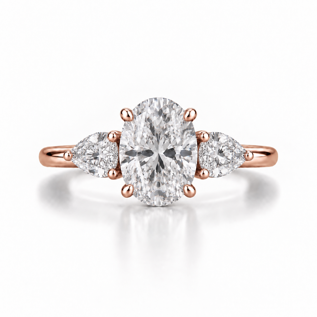 Oval Three Stone Lab Diamond Ring