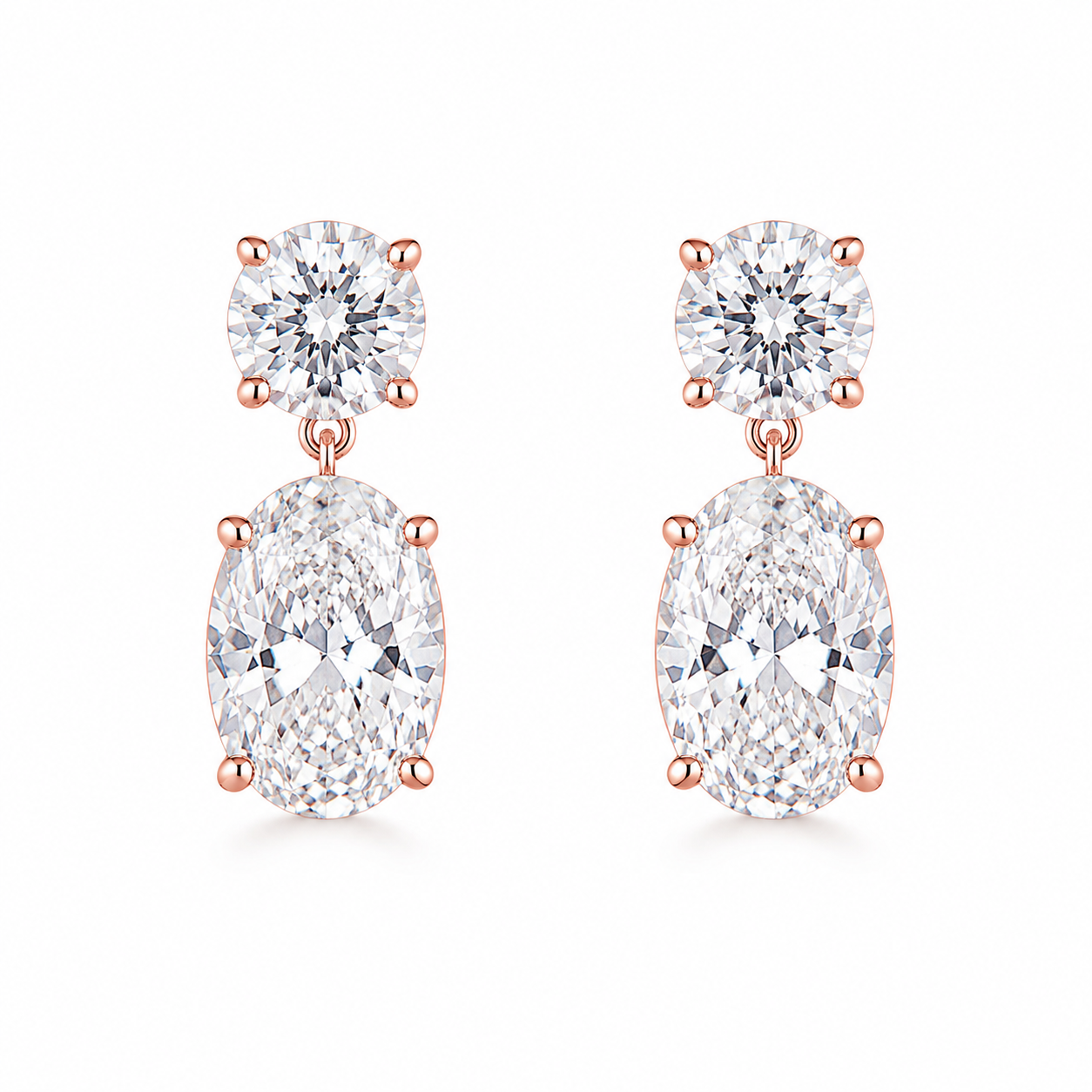 Oval Diamond Drop Earrings