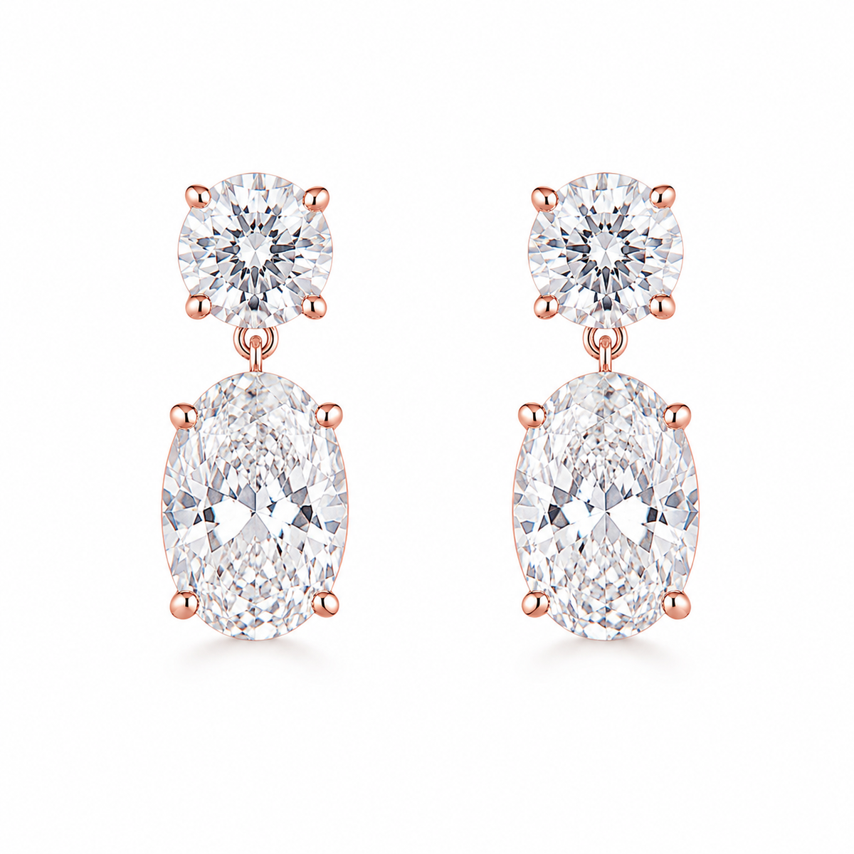 Oval Diamond Drop Earrings