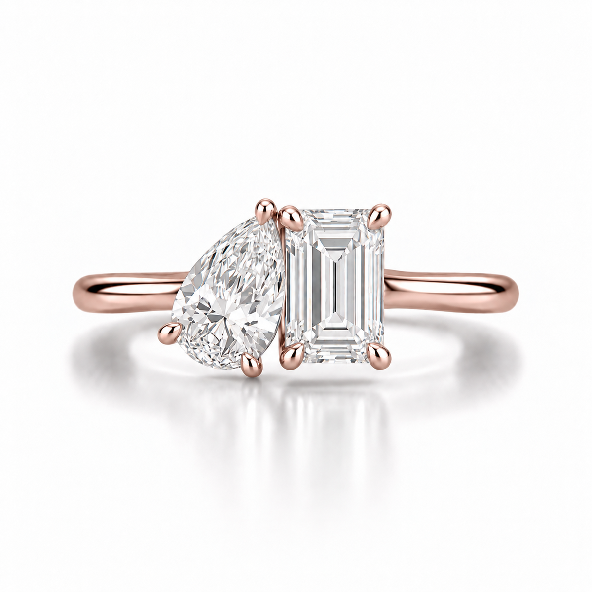 Toi-et-Moi Emerald & Pear Lab Diamond Ring