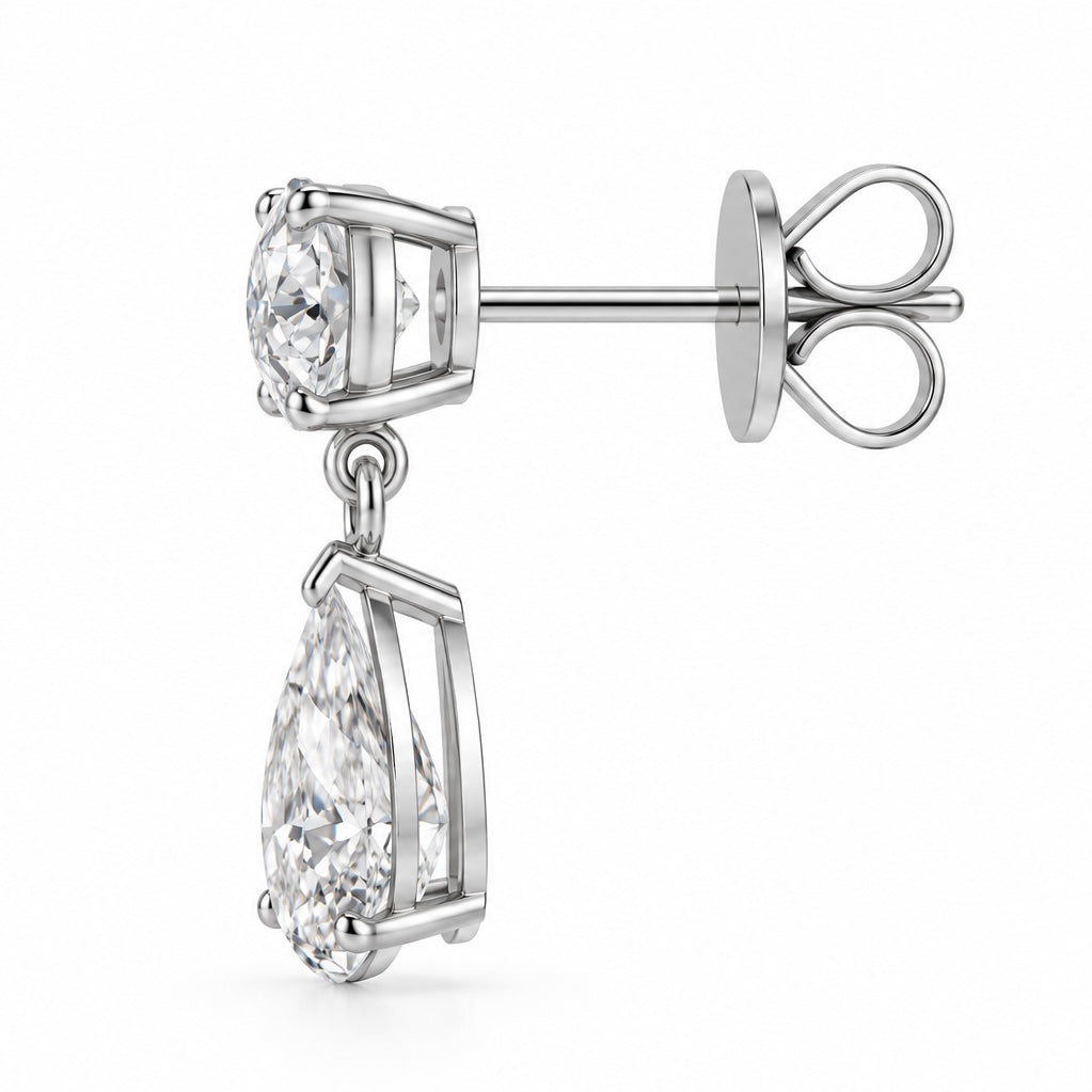 Pear Diamond Drop Earrings