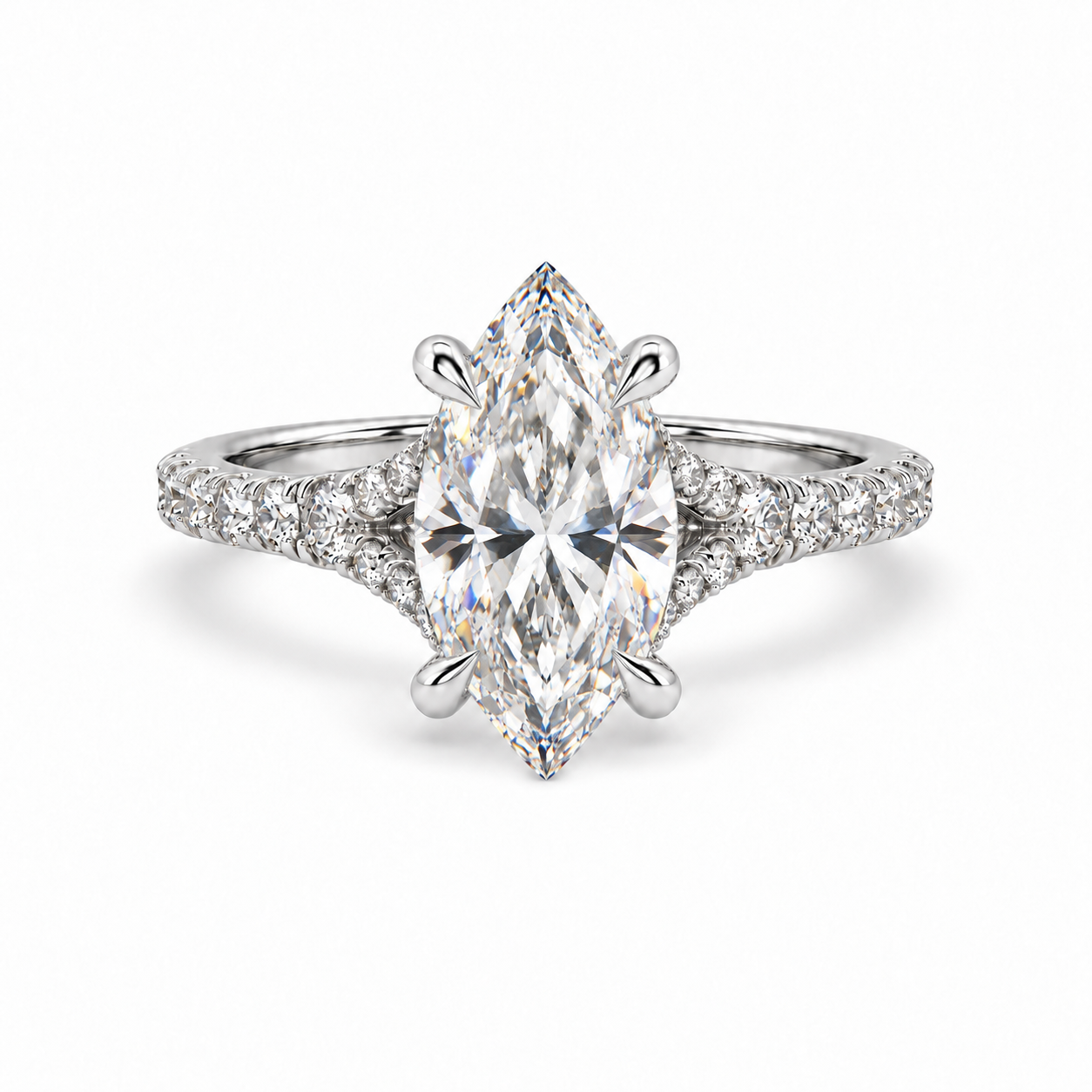 Marquise Pavé Lab-grown Diamond Engagement Ring
