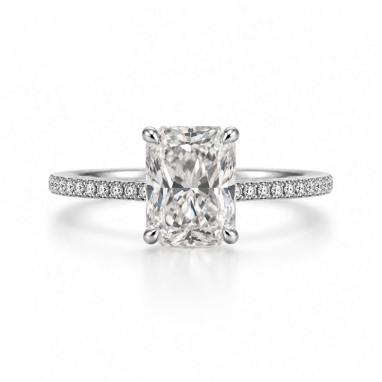 Radiant Cut Pavé Lab Diamond Engagement Ring