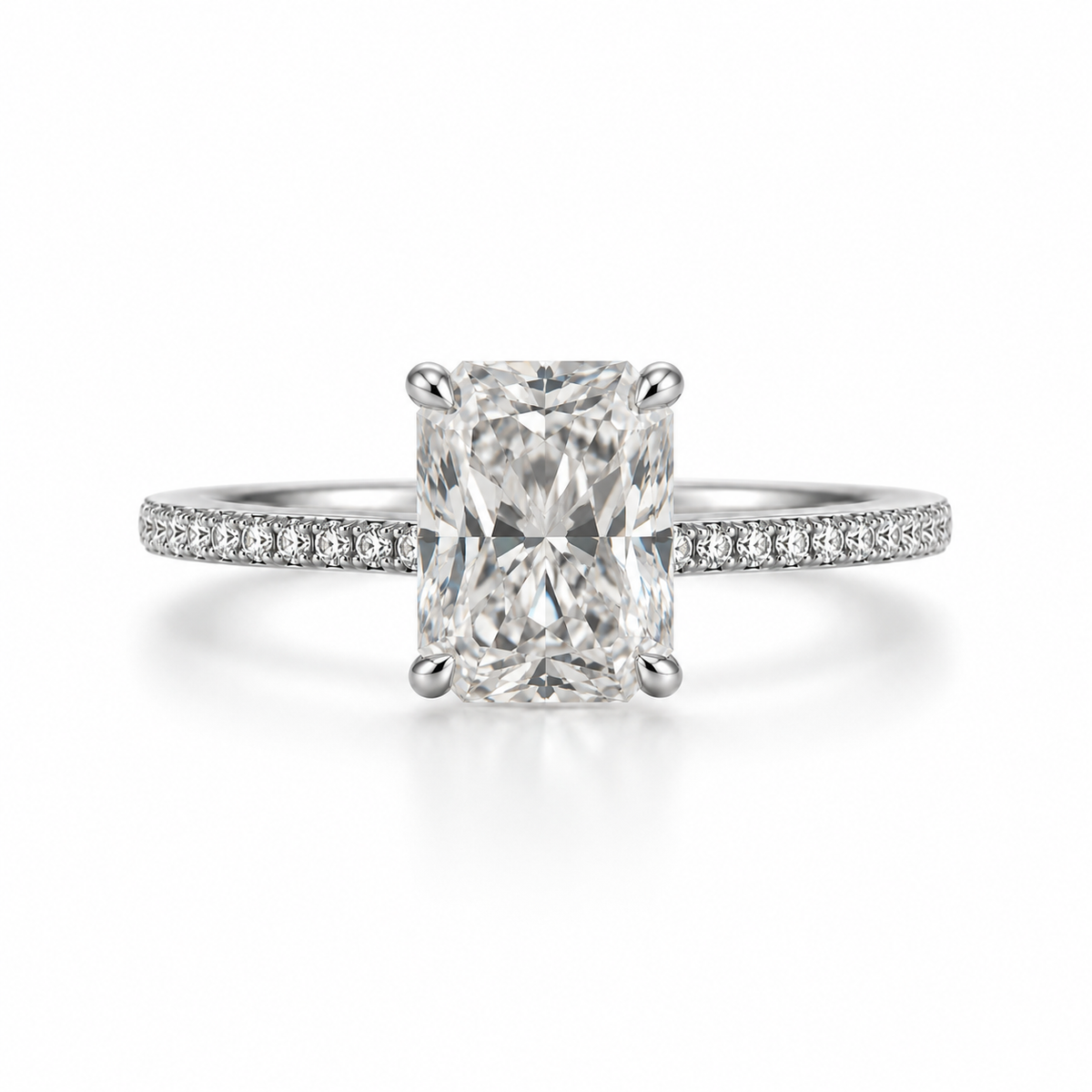 Radiant Cut Pavé Lab Diamond Engagement Ring