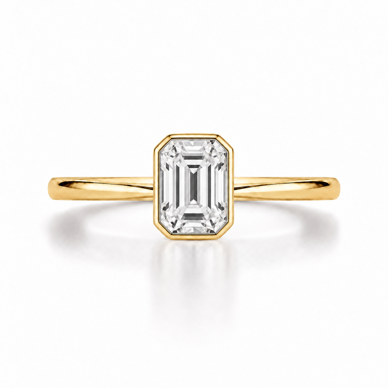 Emerald Lab Diamond Bezel Ring