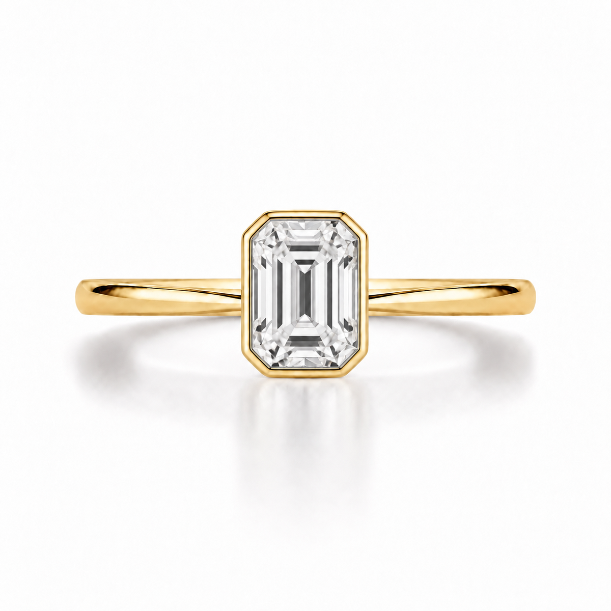 Emerald Lab Diamond Bezel Ring