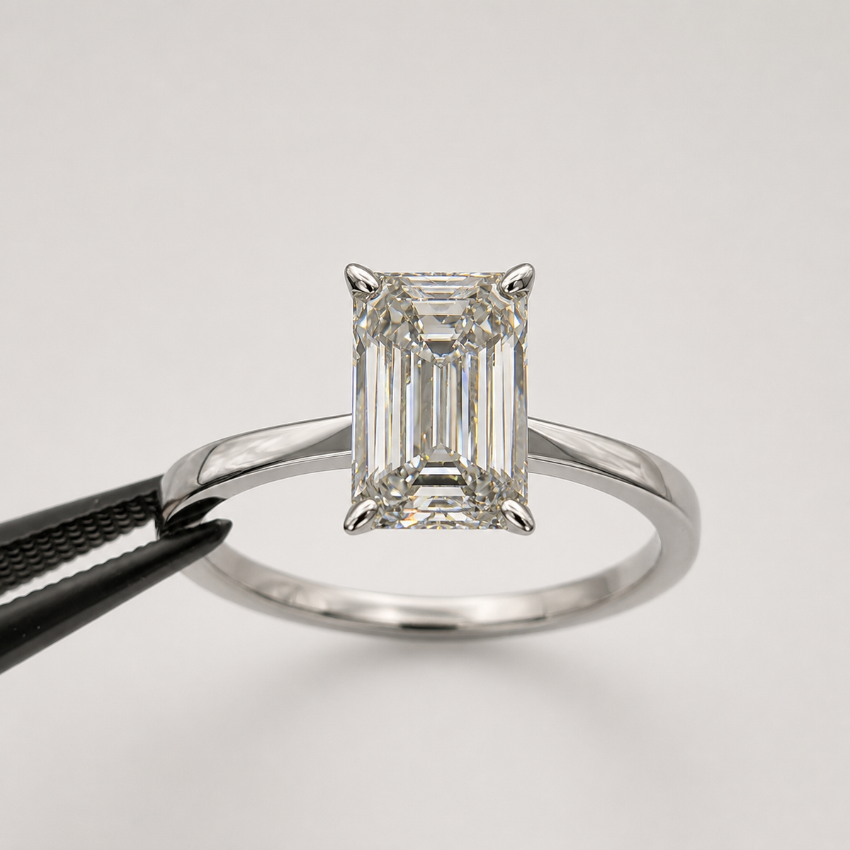 Emerald Lab Diamond Solitaire Ring