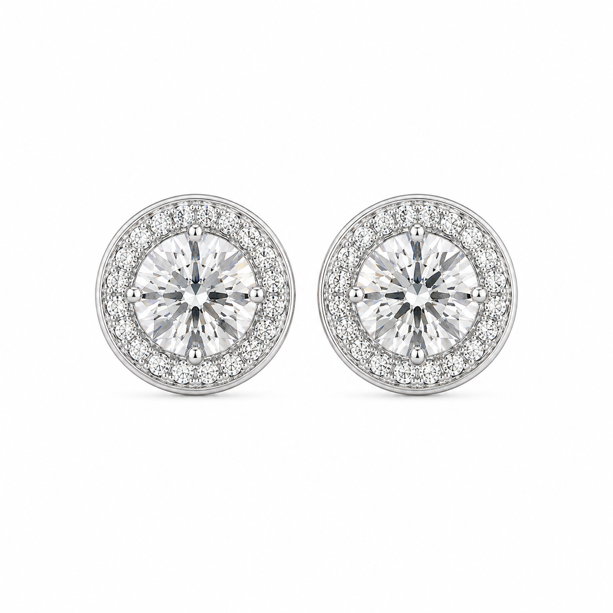 Round Halo Lab-Grown Diamond Stud Earrings