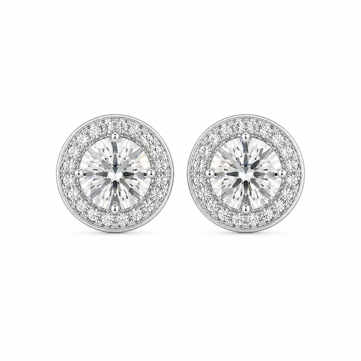 Round Halo Lab-Grown Diamond Stud Earrings
