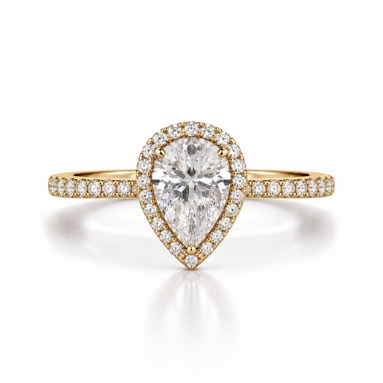 Pear Halo Lab Diamond Engagement Ring