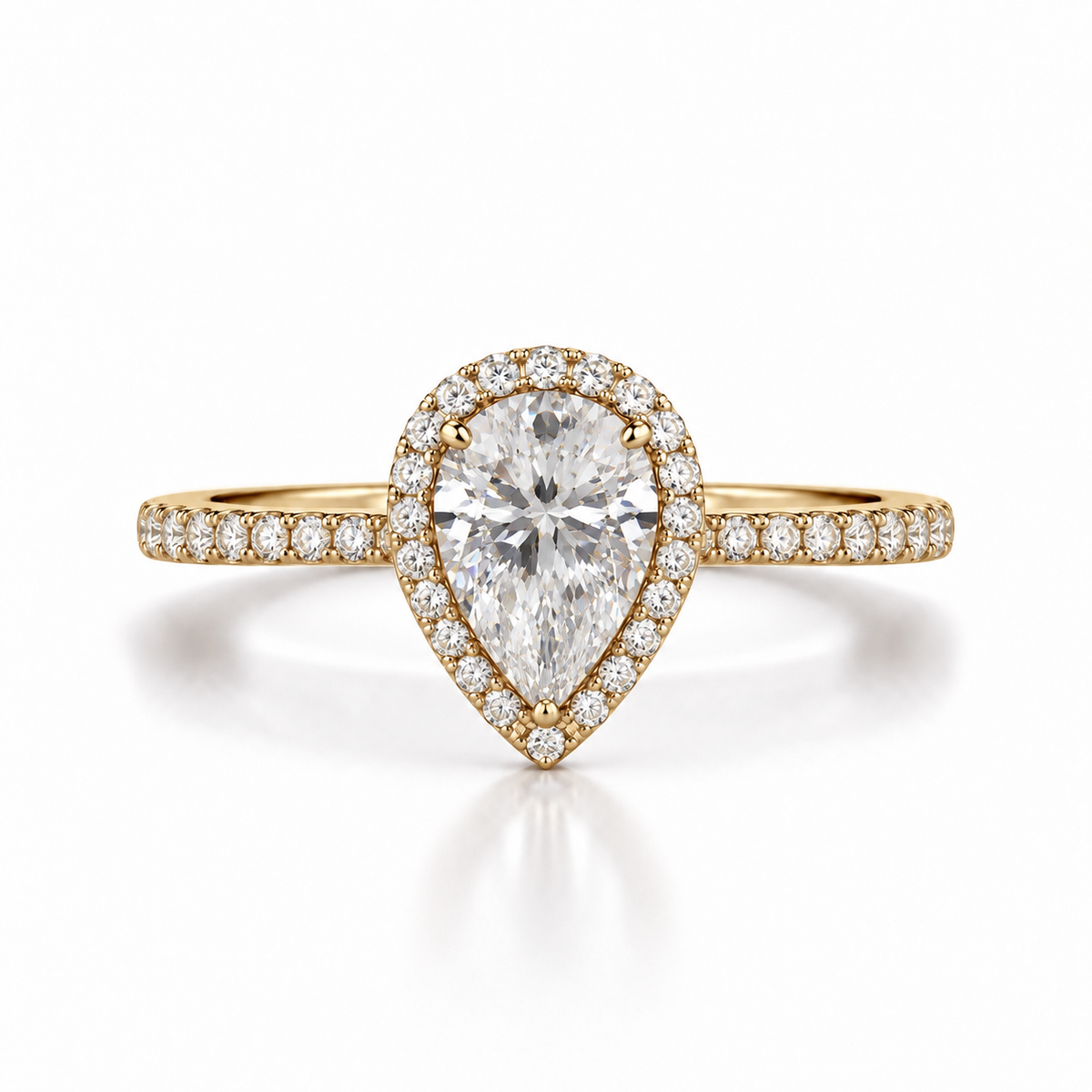 Pear Halo Lab Diamond Engagement Ring