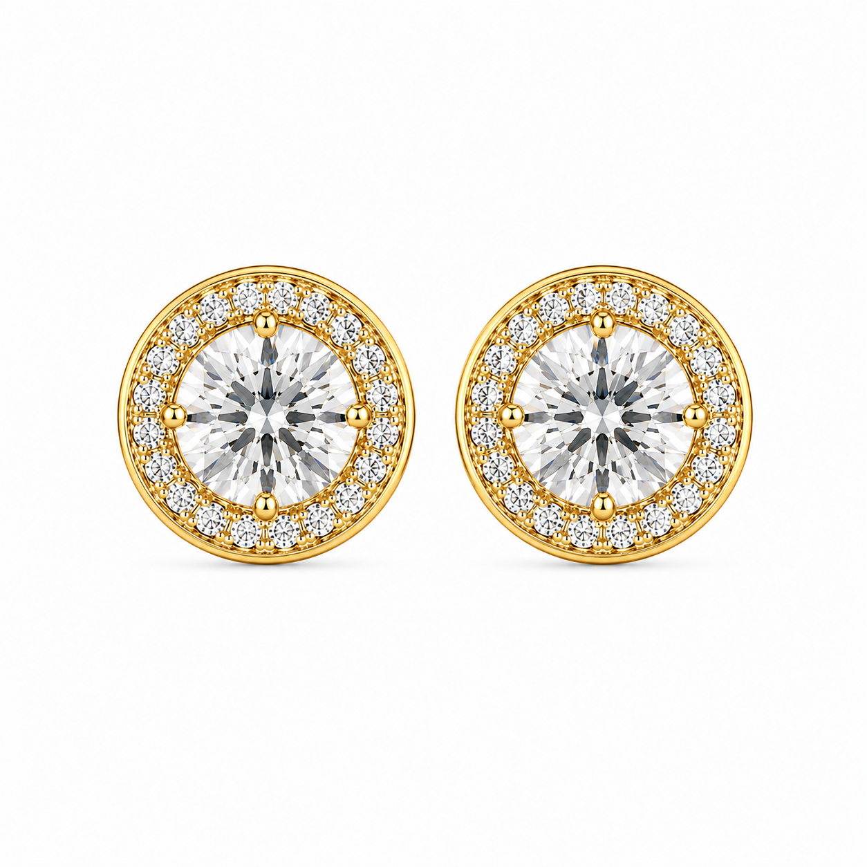 Round Halo Lab-Grown Diamond Stud Earrings