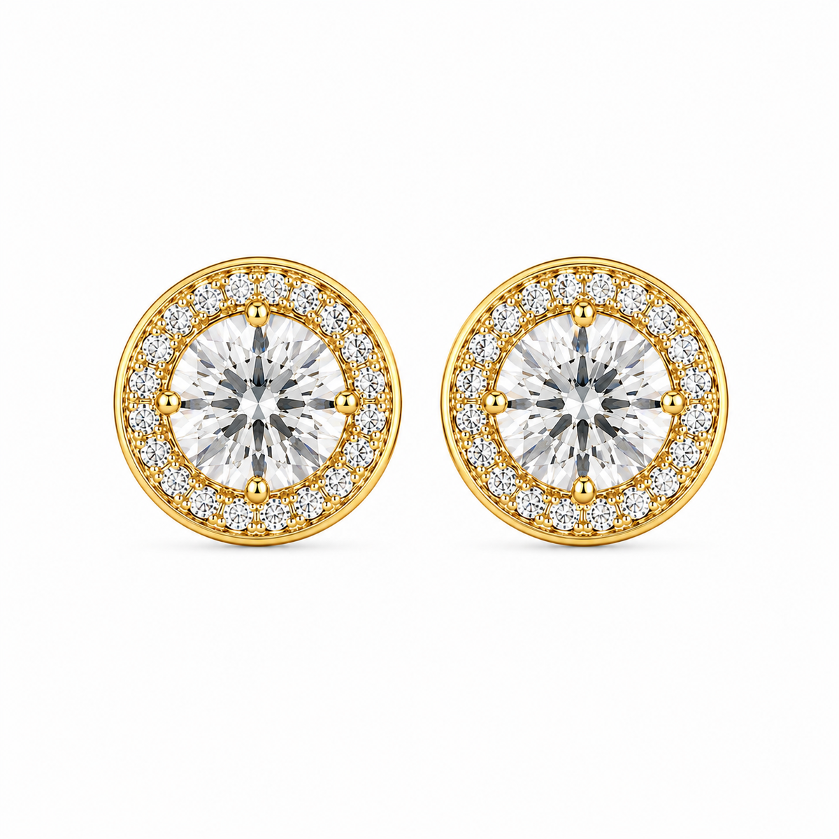 Round Halo Lab-Grown Diamond Stud Earrings
