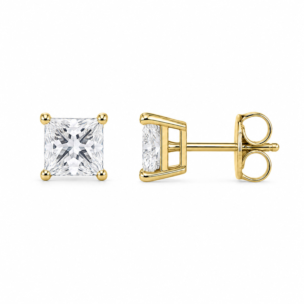 Princess Cut Lab-Grown Diamond Stud Earrings