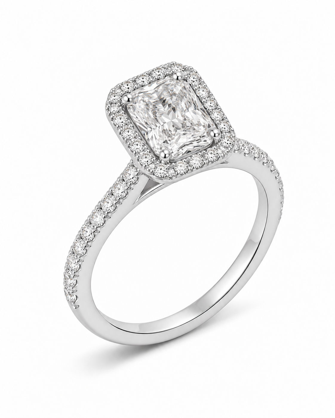 Radiant Cut Halo Lab Diamond Engagement Ring