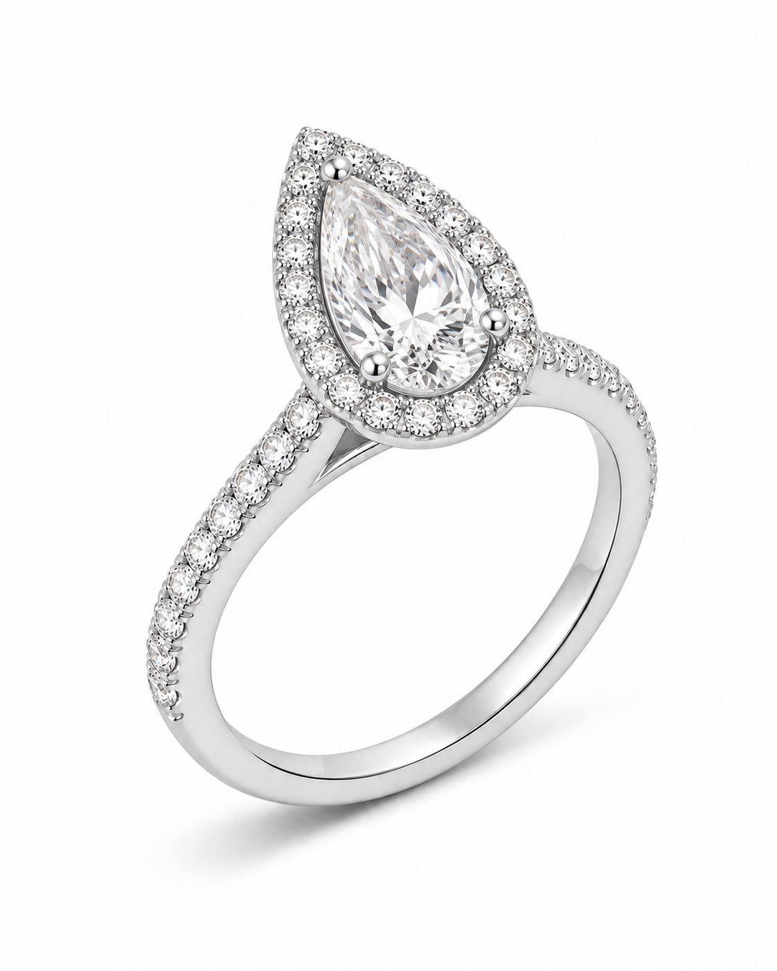 Pear Halo Lab Diamond Engagement Ring