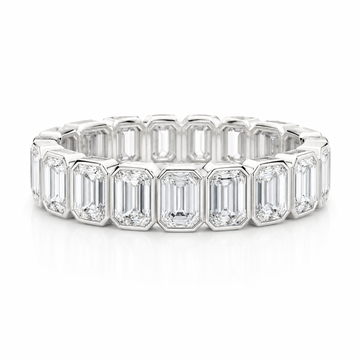 Emerald Cut Bezel Eternity Band