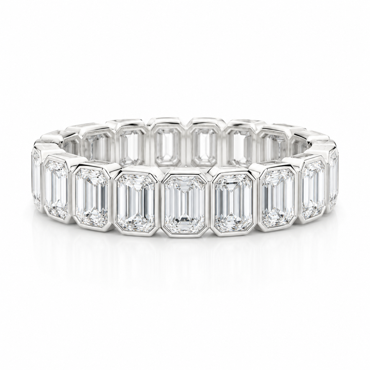 Emerald Cut Bezel Eternity Band