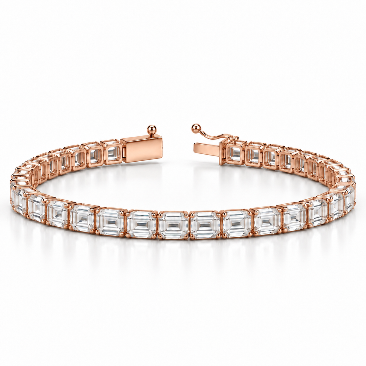 Emerald Cut Lab Diamond Tennis Bracelet