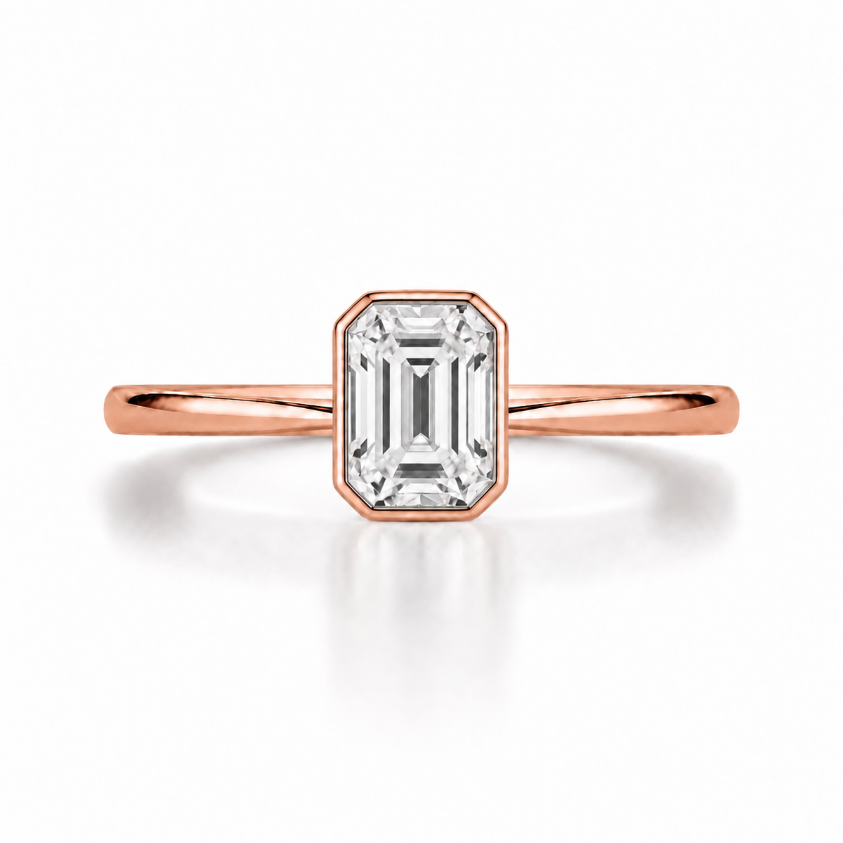 Emerald Lab Diamond Bezel Ring