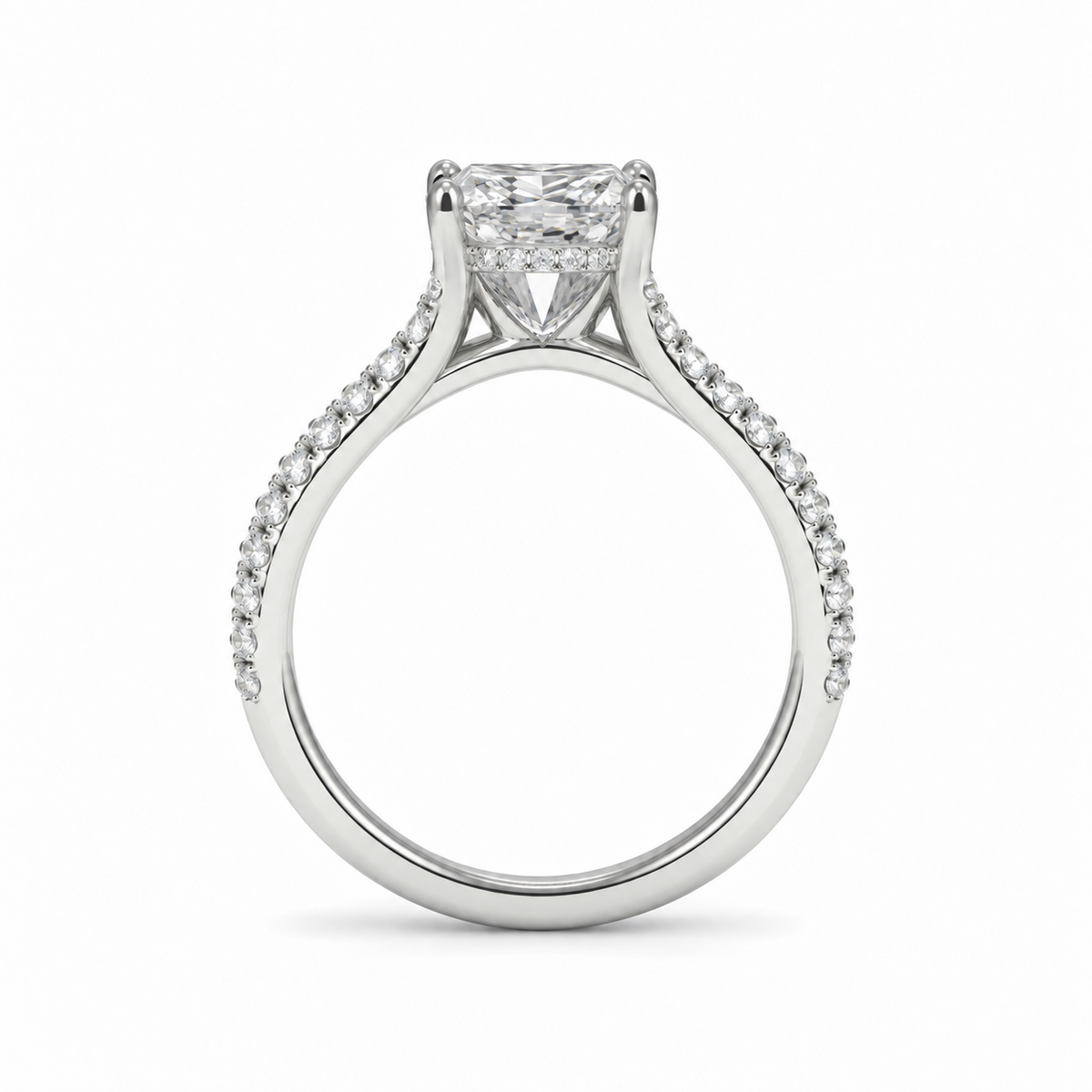 Radiant Cut Pavé Lab Diamond Engagement Ring